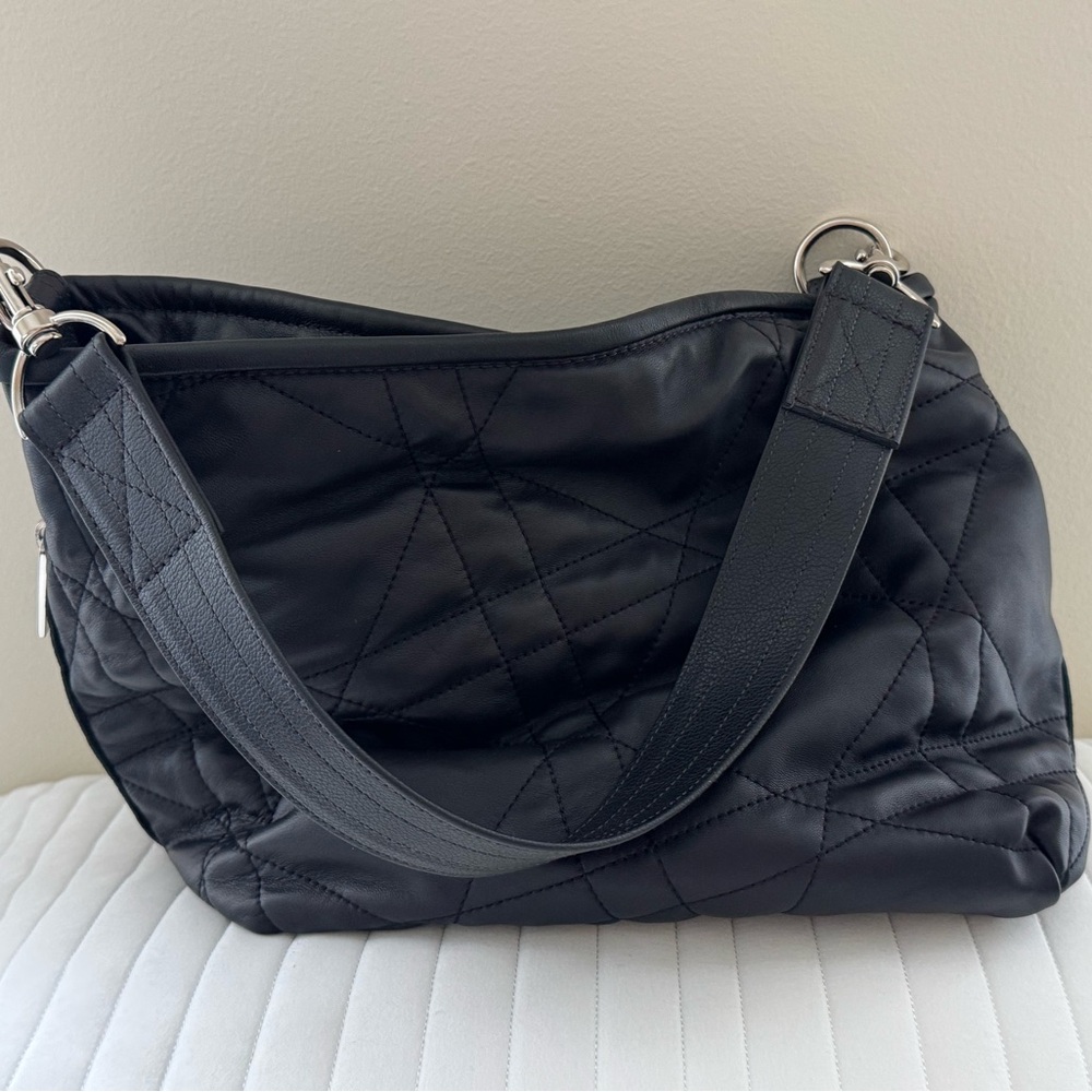 Rough & Tumble Black Leather E&W Boho Double Zip Sz Medium Quilted Pashi EUC - Picture 3 of 7